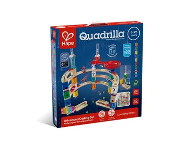 Комплект дървена писта с топчета, Hape, Quadrilla, Усъвършенствано кодиране, 159 части