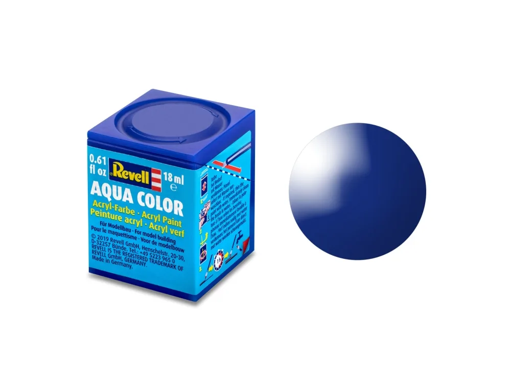 Акрилна боя, Revell, Aqua Color, Ясно син гланц, 18 мл
