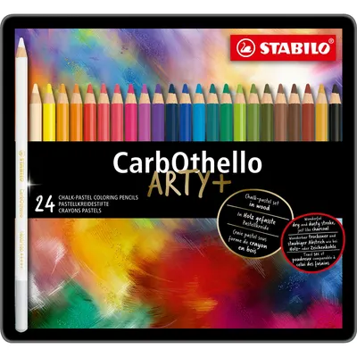 Комплект пастелни моливи, Stabilo, CarbOthello, метална кутия, 24 цвята