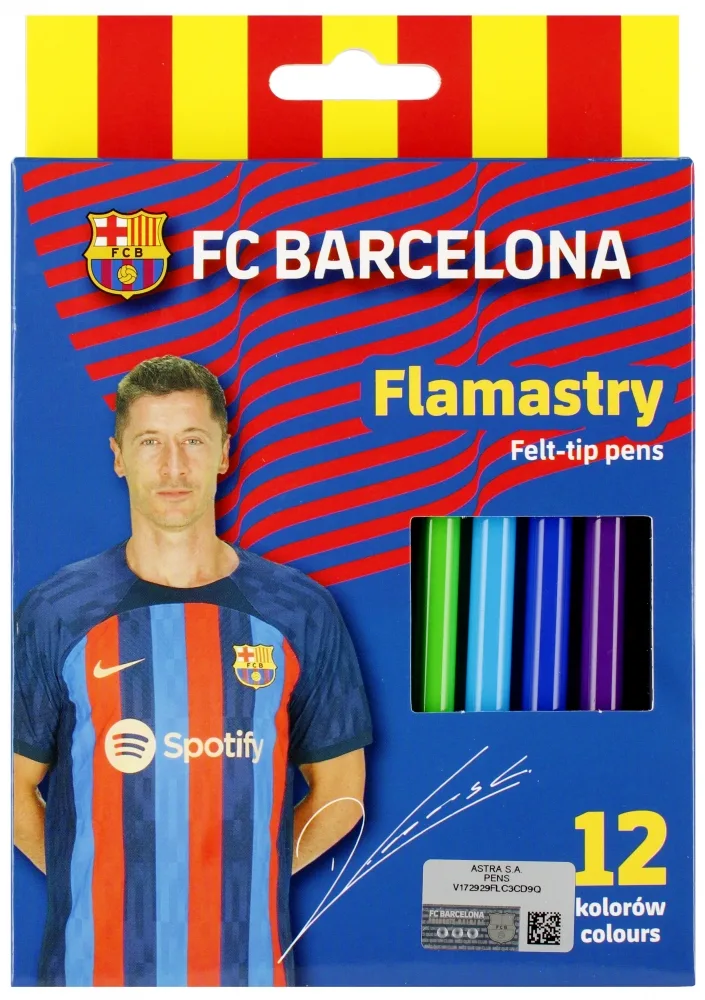 Комплект флумастери, Astra, FC Barcelona, 12 цвята