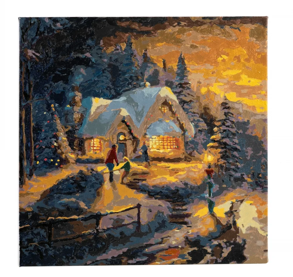 Творчески комплект, Craft Buddy, Рисуване по номера, Завръщане на село за Коледа, 30 х 30 см