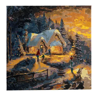Творчески комплект, Craft Buddy, Рисуване по номера, Завръщане на село за Коледа, 30 х 30 см
