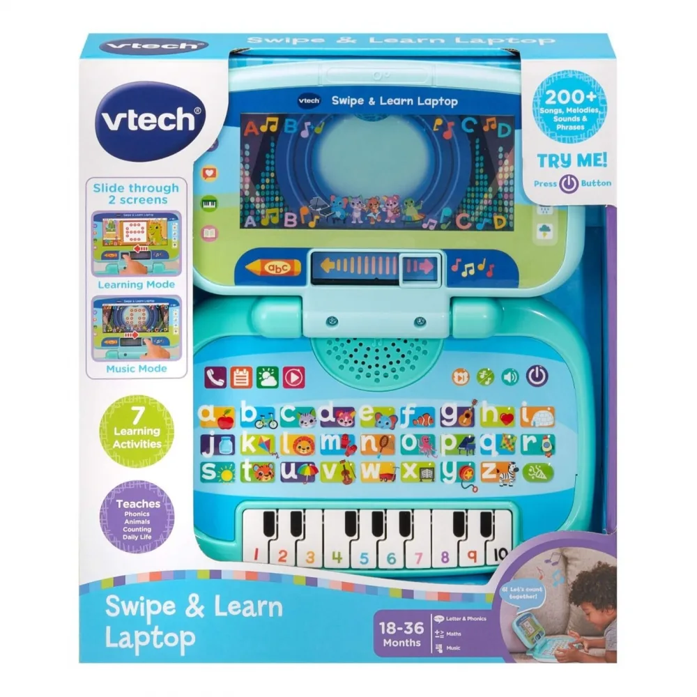 Интерактивна играчка, Vtech, Образователен лаптоп, Плъзни и научи