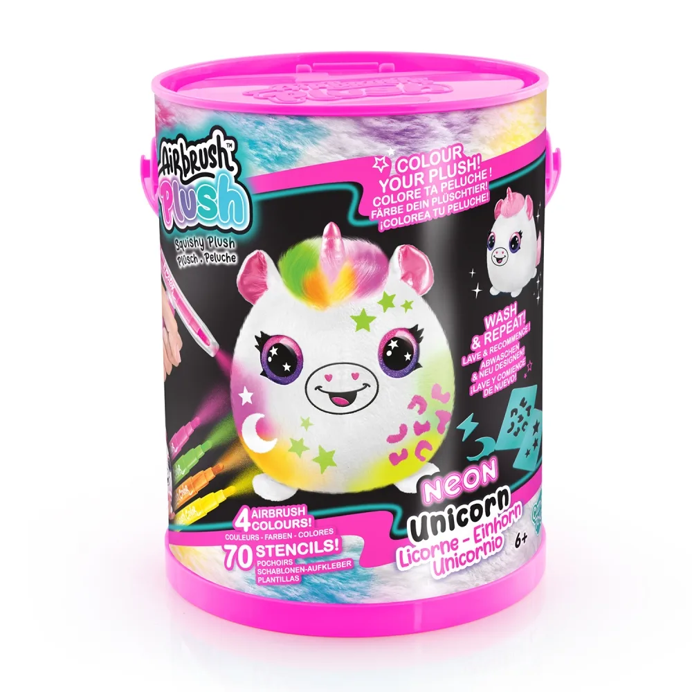 Творчески комплект, Canal Toys, Мини плюшена играчка за оцветяване, Неон, 15 см