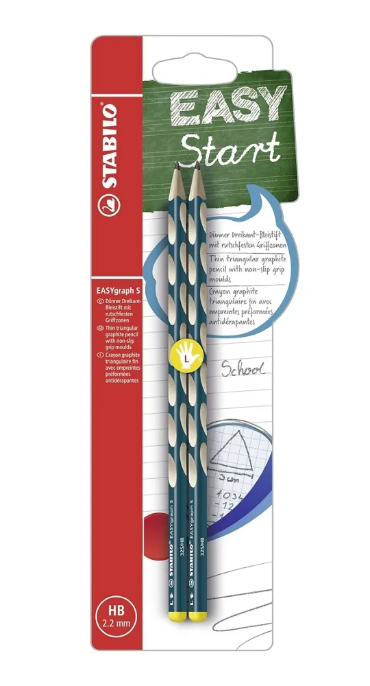 Комплект ергономични моливи, Stabilo, EASYgraph S HB, Лява ръка, 2 броя