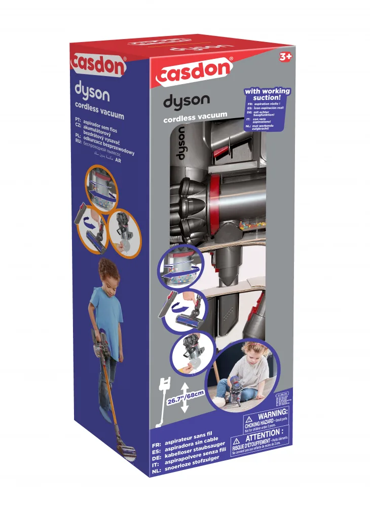 Интерактивна играчка, Casdon, Dyson, Безжична прахосмукачка, Жълта