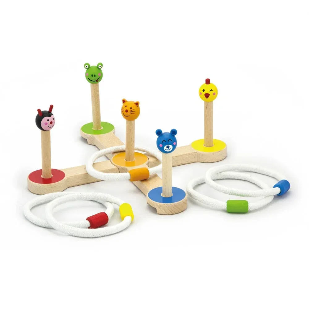 Дървена играчка VIGA - Рингове за хвърляне с животни