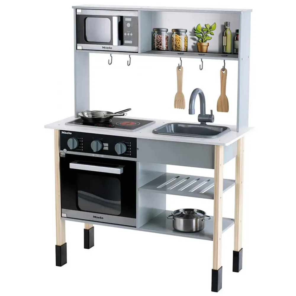 Детска дървена кухня Miele Midi, с аксесоари, свук и светлина