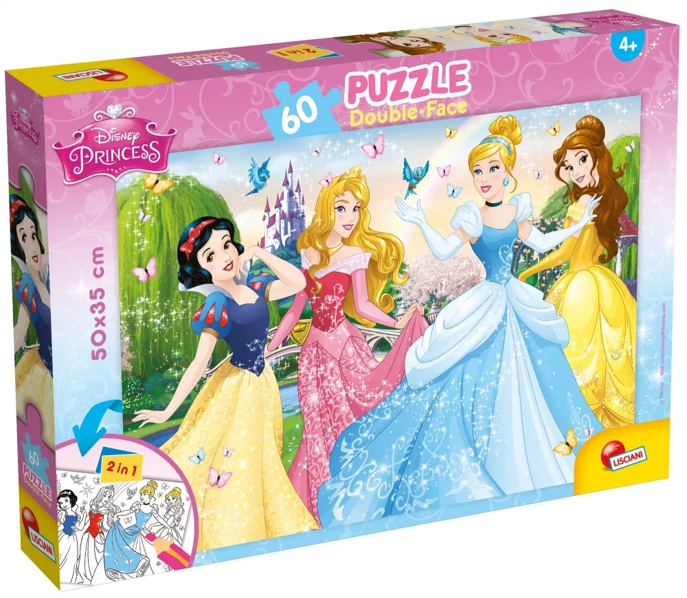 Пъзел, Lisciani, Disney Princess, Принцеси, Двулицев пъзел 60 части