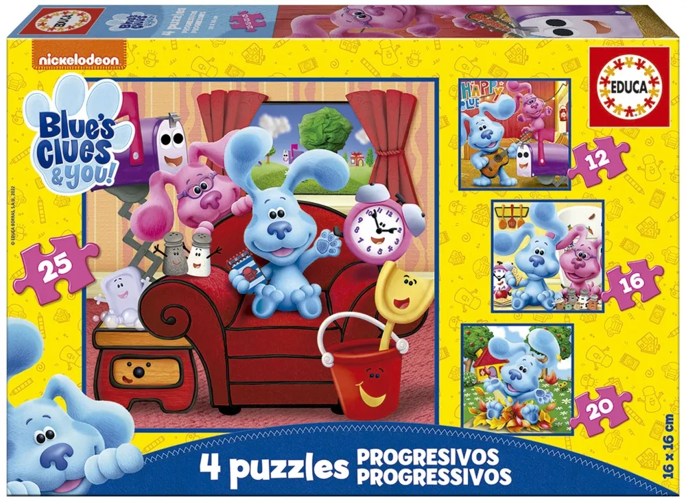 Пъзел, Educa, Blue's Clues, 4 в 1, 12/16/20/25 части