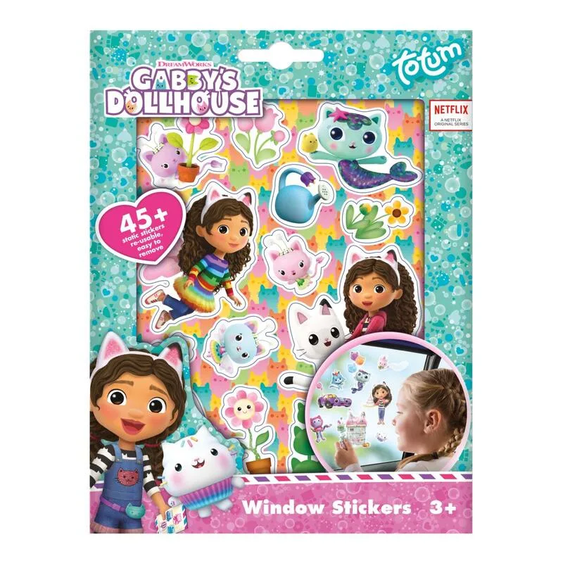 Комплект стикери, Totum, Gabby's Dollhouse, Стикери за стъкло, 5 части