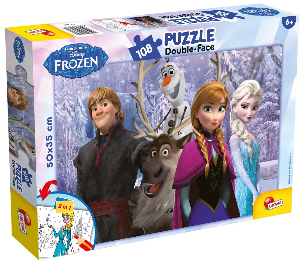 Пъзел, Lisciani, Frozen, Двулицев пъзел 108 части