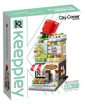 Конструктор, Qman, Keeppley, Магазин за цветя Червена роза, 329 части