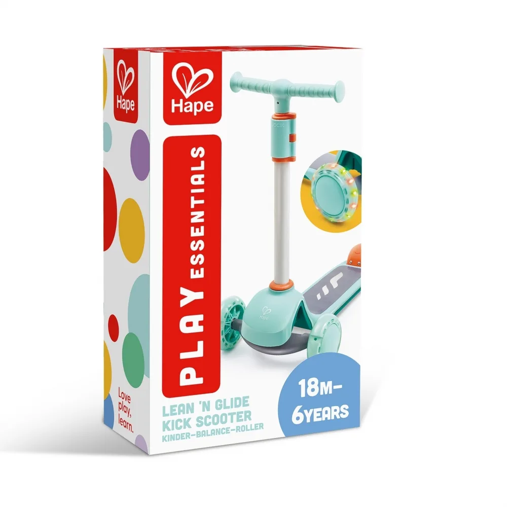 Детска тротинетка, Hape, Тюркоазена със светещи колела