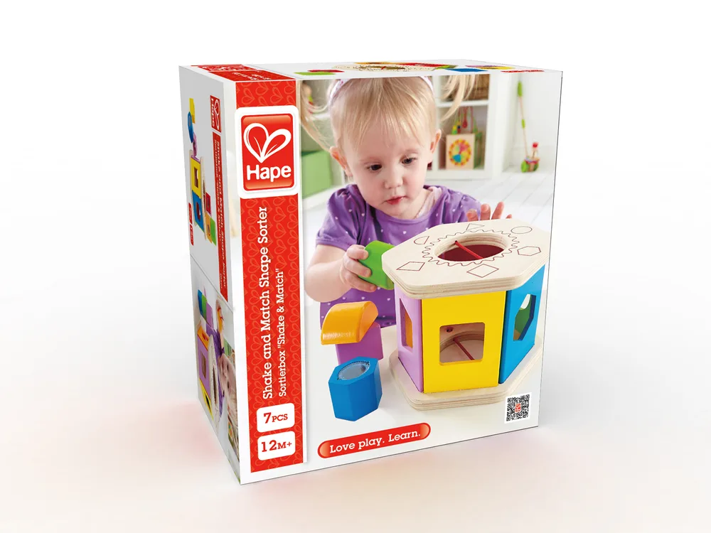 Дървен комплект, Hape, Играчка с форми за сортиране, 7 части