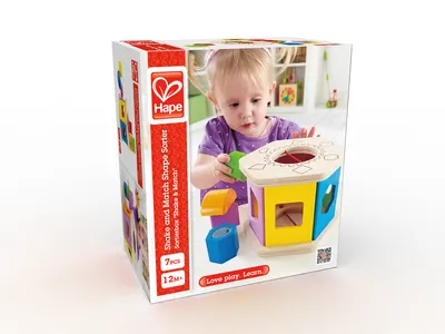 Дървен комплект, Hape, Играчка с форми за сортиране, 7 части