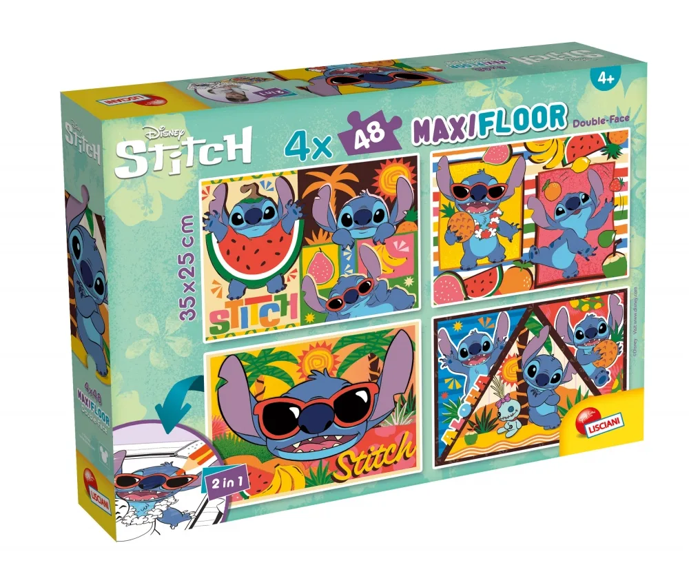Пъзел, Lisciani, Stitch, Лило и Стич, Двулицеви пъзели 4 х 48 части