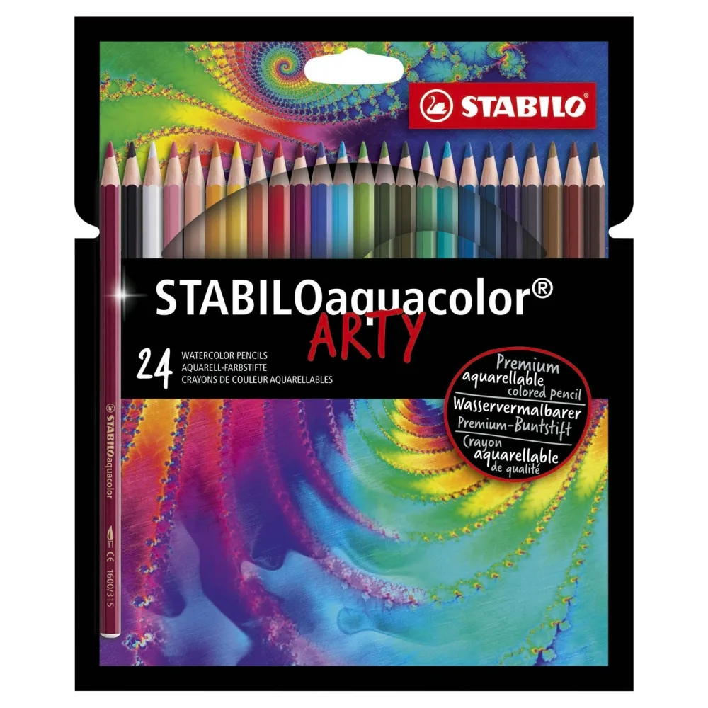 Комплект акварелни моливи, Stabilo, Aquacolor Arty, 24 цвята