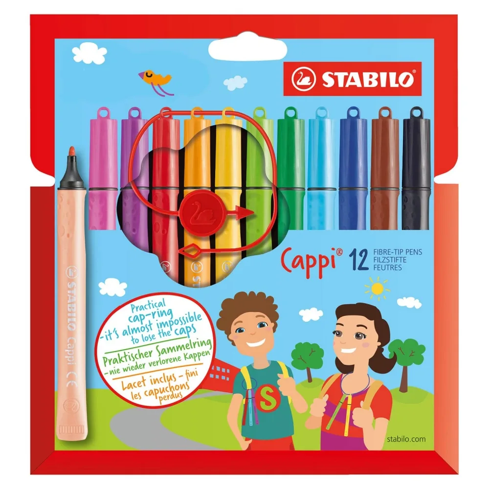 Комплект флумастери, Stabilo, Cappi, 12 цвята