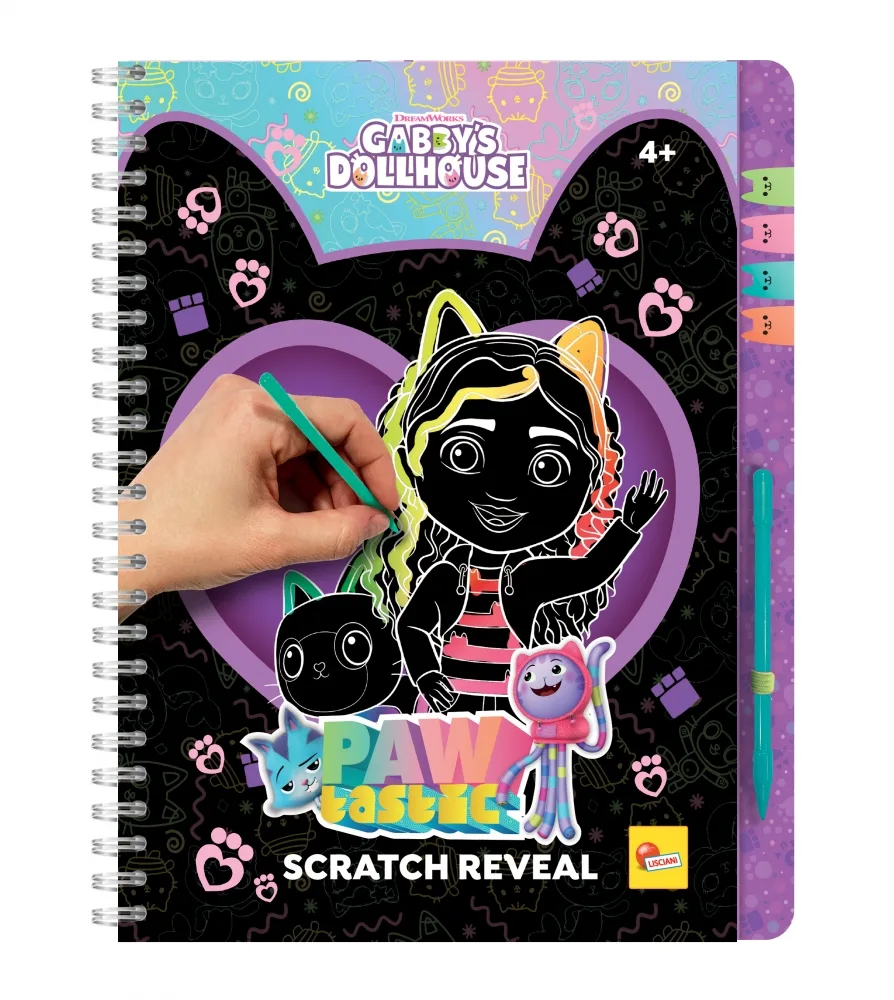 Творчески комплект, Lisciani, Gabby's Dollhouse, Scratch Reveal, Скречбук Pawtastic