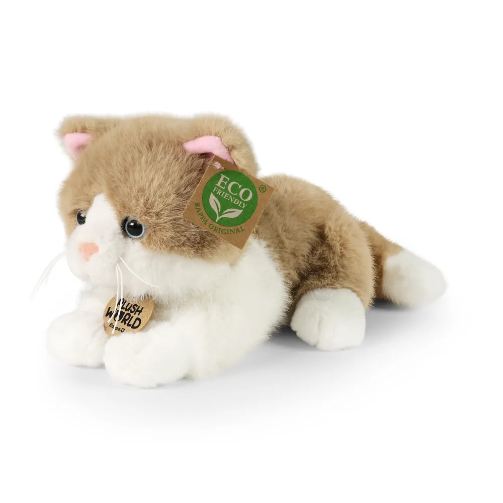 Плюшена играчка Коте, двуцветно, лежащо, 22 см., серия Plush World
