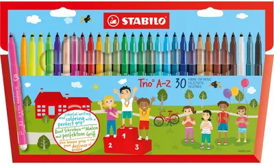Комплект флумастери, Stabilo, Trio AZ, 30 цвята