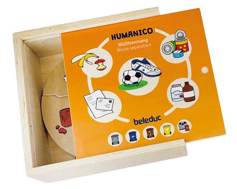 Дървена логическа игра с пъзел, Beleduc, Humanico, Разделяне на отпадъци, 30 части