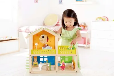 Игрален комплект, Hape, Весела куклена къща с обзавеждане, 26 части