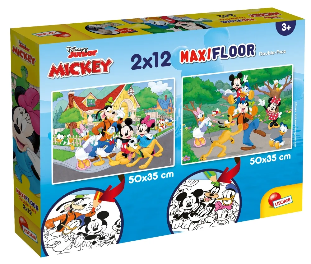 Пъзел, Lisciani, Mickey Mouse, Двулицев пъзел 2 x 12 части