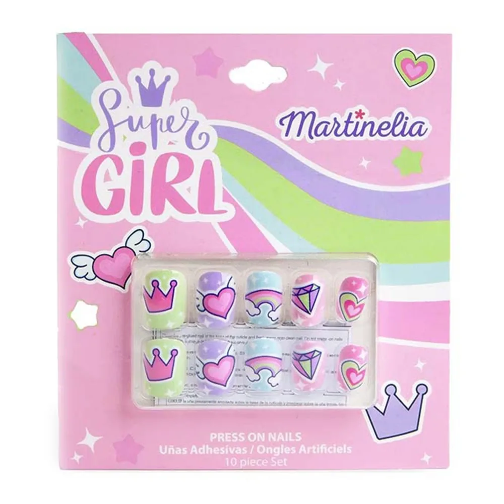 Козметичен комплект, Martinelia, Super Girl, Изкуствени нокти, 10 броя