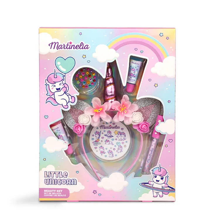 Комплект гланц за устни, диадема и стикери, Martinelia, Еднорог, 6 части