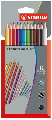 Комплект акварелни моливи, Stabilo, 12 цвята