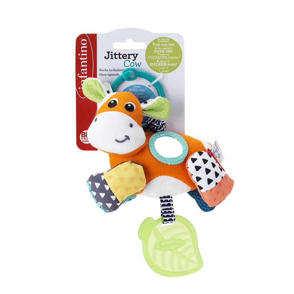 Бебешка мека сензорна играчка, Infantino, Крава