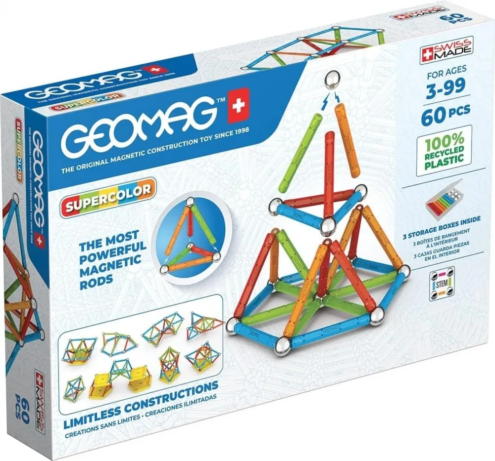 Магнитен конструктор, Geomag, Supercolor, 60 части