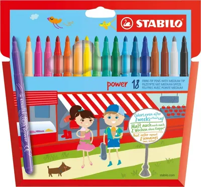 Комплект флумастери, Stabilo, Power, 18 цвята