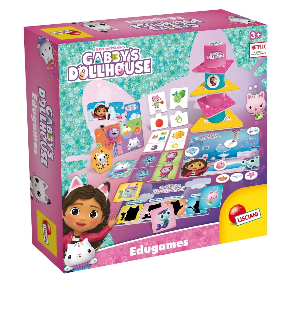 Комплект образователни игри, Lisciani, Gabby's Dollhouse, Колекция от 10 игри