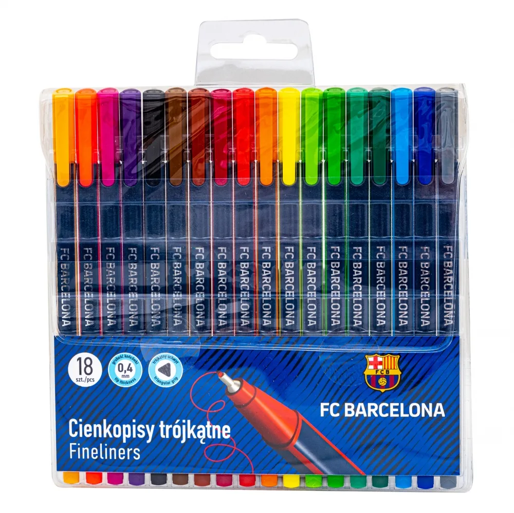 Комплект триъгълни тънкописци, Astra FC Barcelona, 0.4 мм, 12 цвята