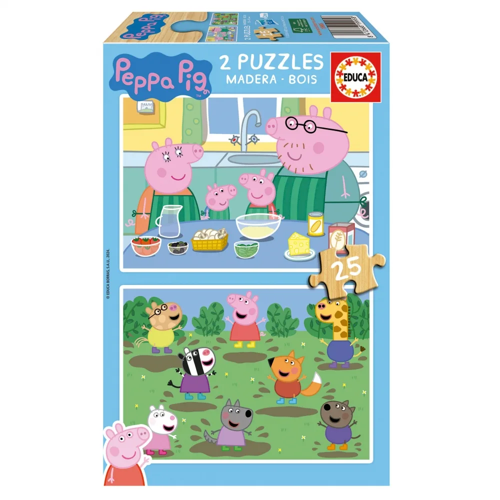 Дървен пъзел, Educa, Peppa Pig, 2 х 25 части