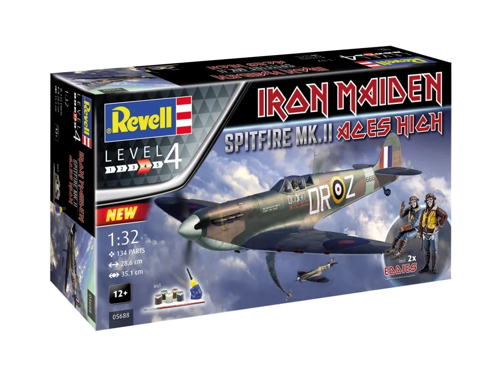Сглобяем модел, Revell, Iron Maiden, Подаръчен комплект Изтребител Mk.II Aces High, 134 части