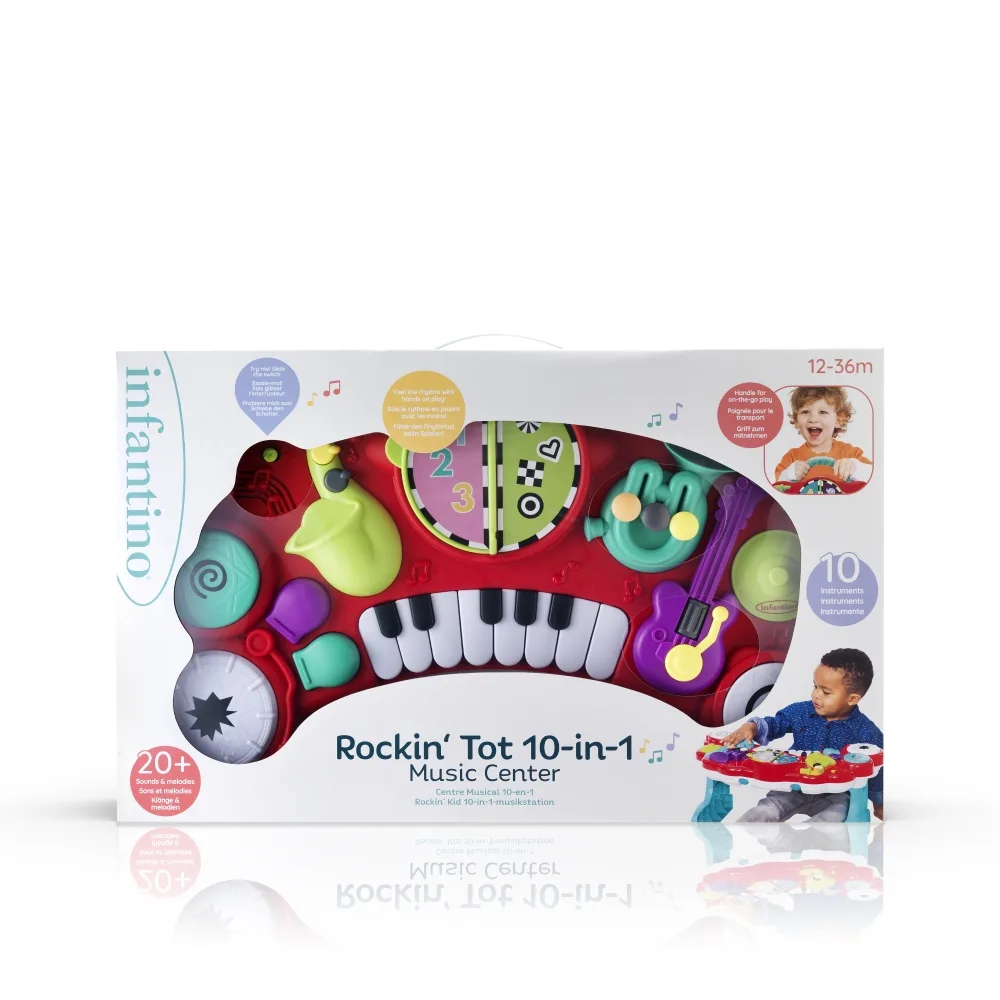Интерактивна играчка, Infantino, B Kids, 10 в 1 Музикален център, Червен