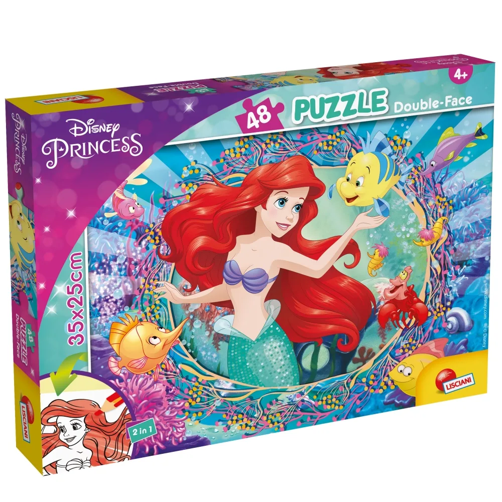 Пъзел, Lisciani, Disney Princess, Малката русалка, Двулицев пъзел 48 части
