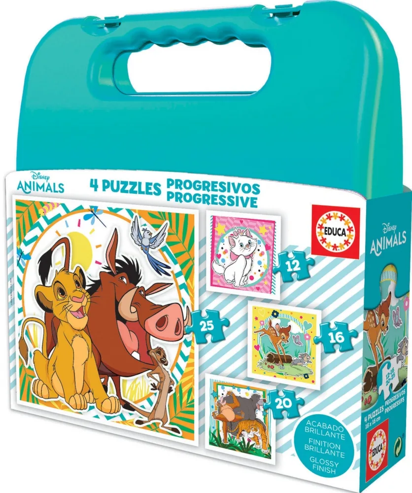 Пъзел 4 в 1, Educa, Disney Classics, Животни, 12/16/20/25 части