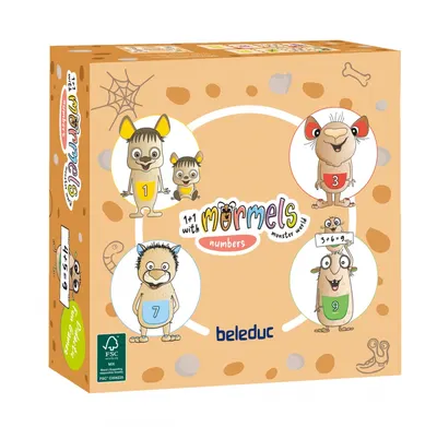 Дървена логическа игра с пъзел, Beleduc, Mormels, Числа, 51 части