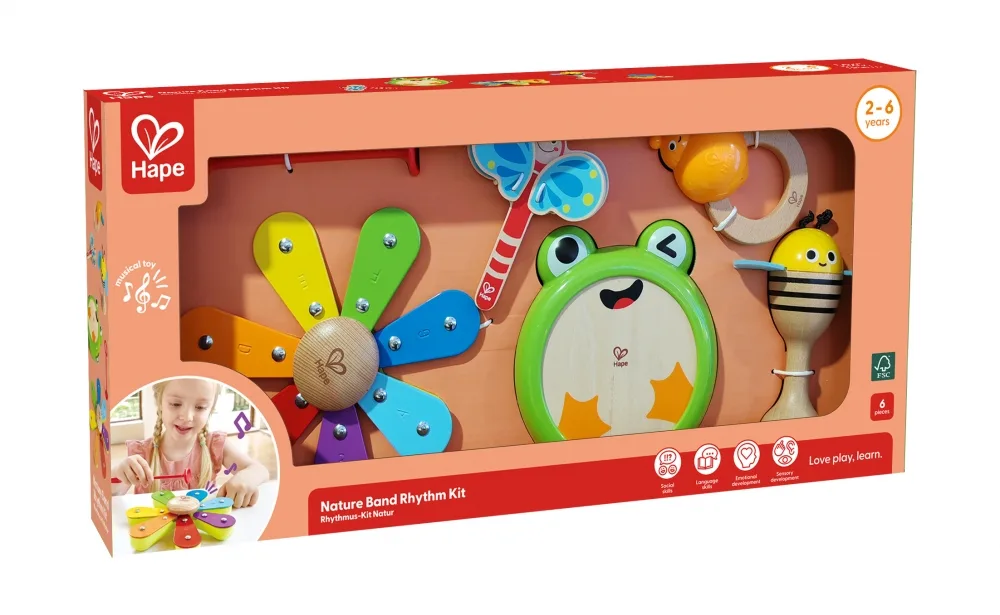 Дървен музикален комплект, Hape, природа, 5 части