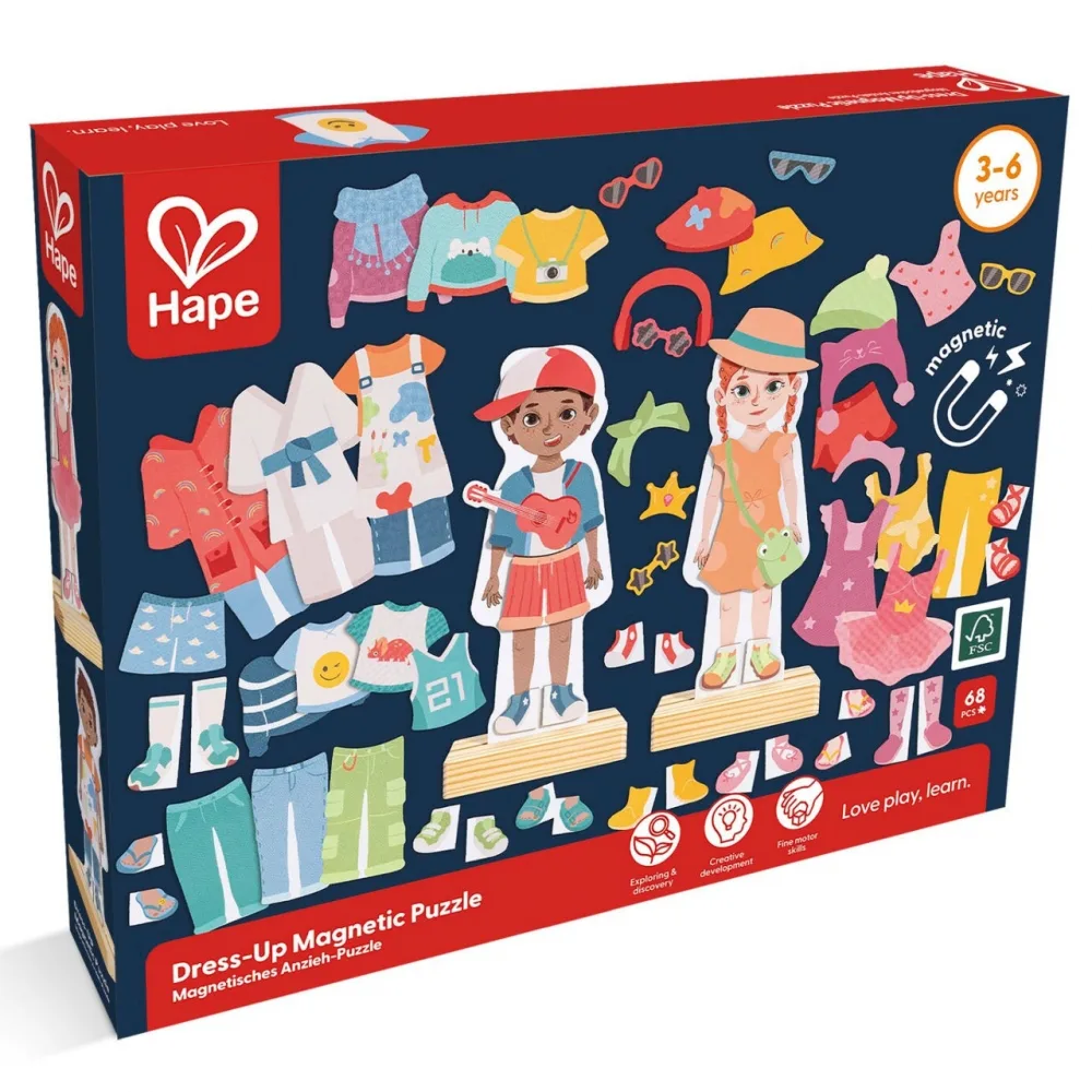 Образователен магнитен пъзел, Hape, Мода, 62 части