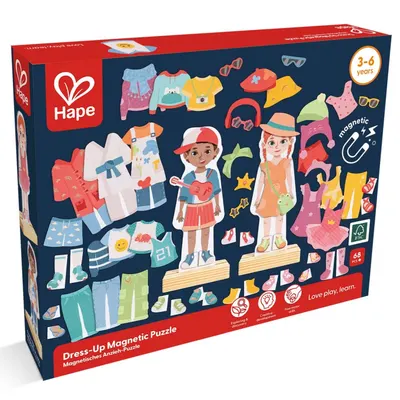 Образователен магнитен пъзел, Hape, Мода, 62 части