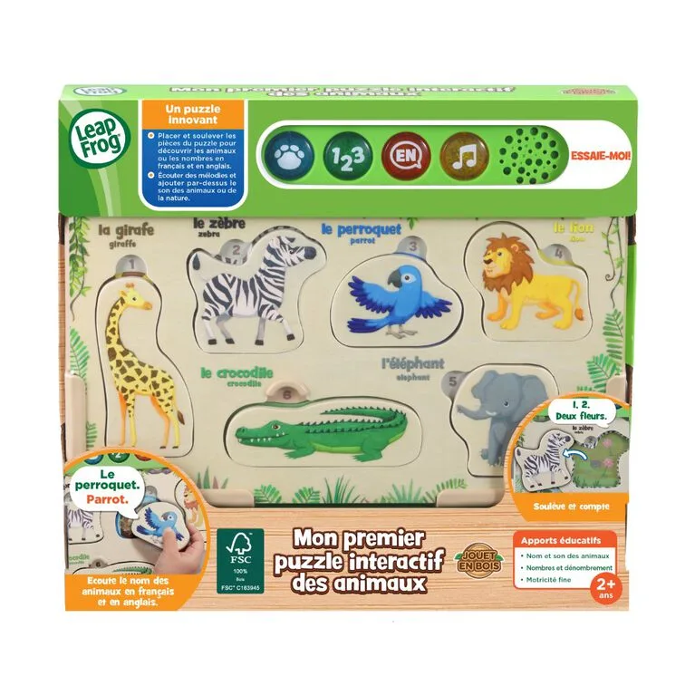 Интерактивна играчка, Vtech, Leap Frog, Интерактивен дървен пъзел с животни