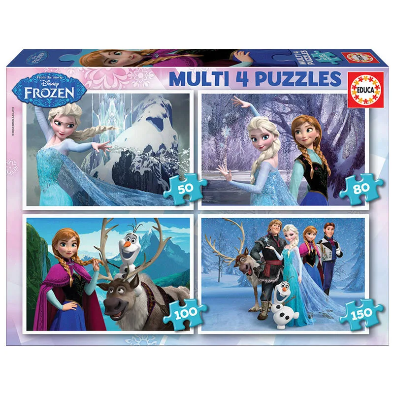 Пъзел, Educa, Frozen, 4 в 1, 50-80-100-150 части