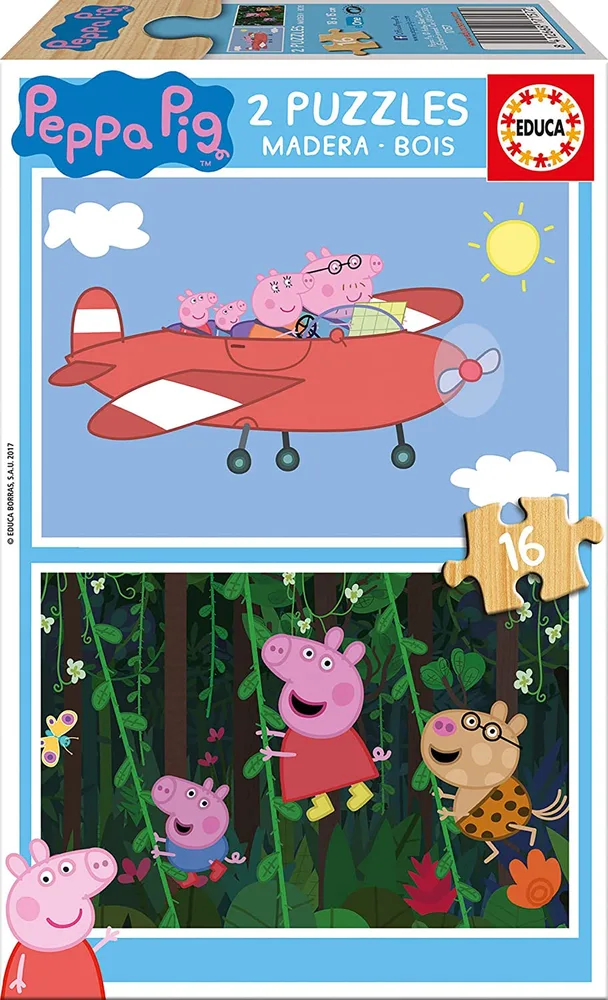 Дървен пъзел, Educa, Peppa Pig, 2 х 16 части