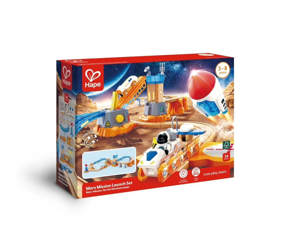 Детски игрален железопътен комплект, Hape, Изстрелване на Марс